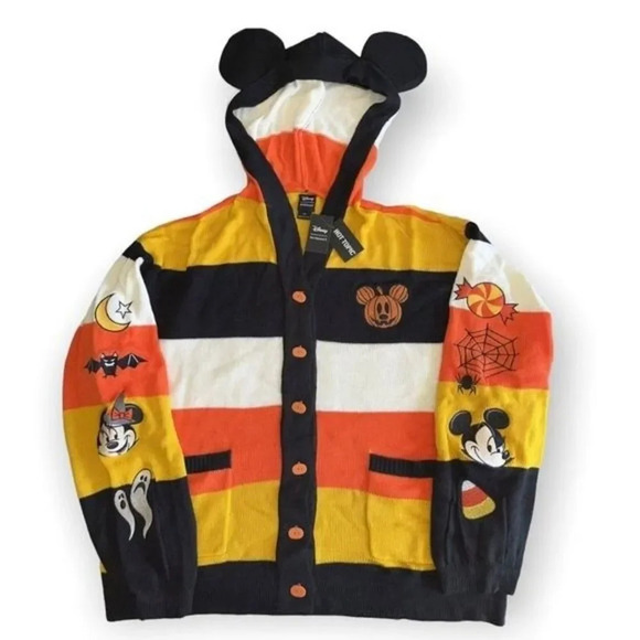 NEW DISNEY MICKEY‎ MOUSE Candy Corn Cardigan Her Universe Hoodie Halloween S - Picture 6 of 16